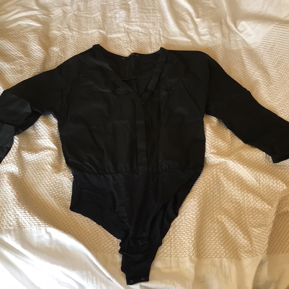 ZARA Basic Blouse with Built in Panty L